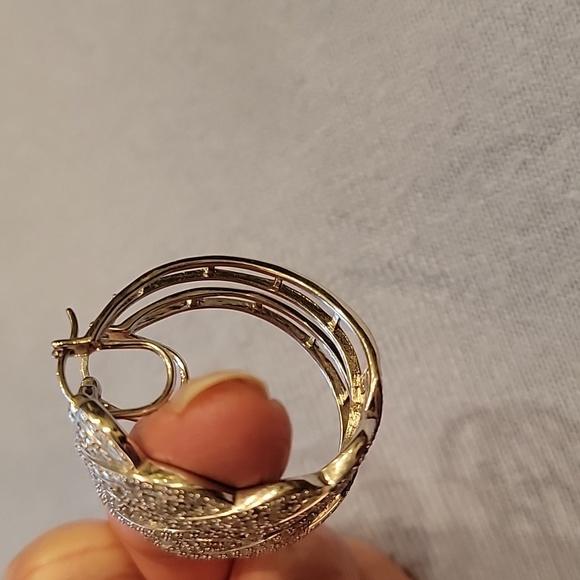 Large Diamond Hoop Earrings - Picture 3 of 6